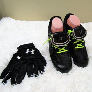 Under Armour Softball Cleats Sz 9 and Gloves Sz L